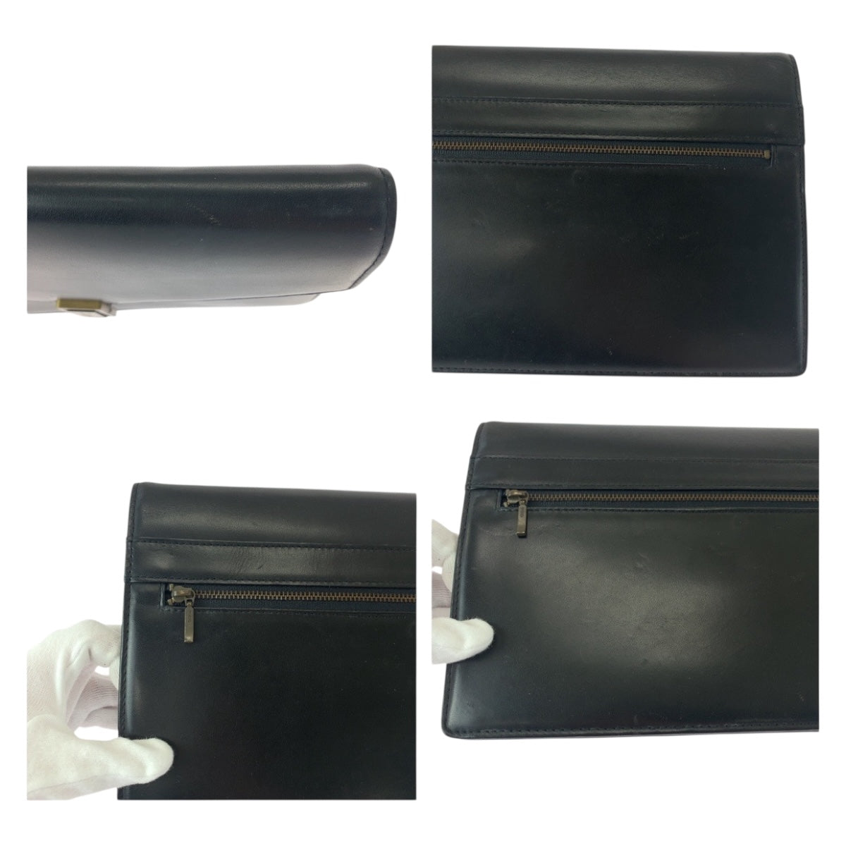 20504
SAINT LAURENT サンローラン ヴィンテージ YSL ブラック 黒 ゴールド金具 レザー クラッチバッグ セカンドバッグ メンズ AB10