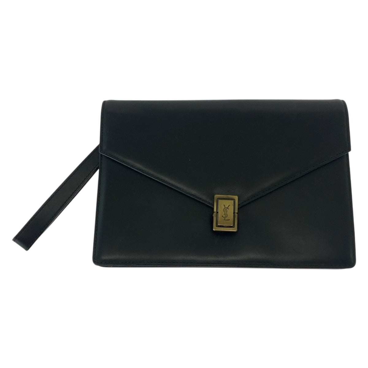 20504
SAINT LAURENT サンローラン ヴィンテージ YSL ブラック 黒 ゴールド金具 レザー クラッチバッグ セカンドバッグ メンズ AB10