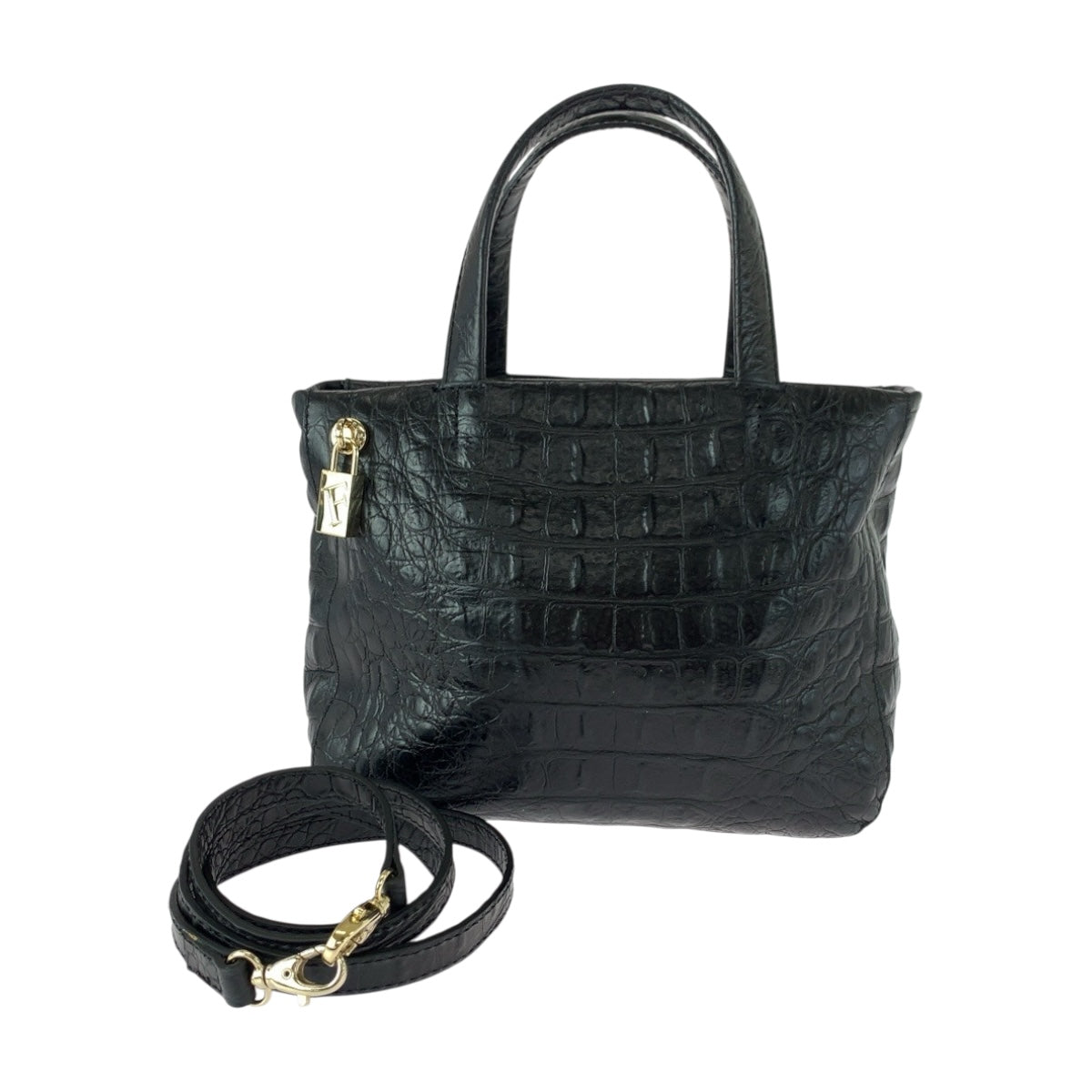 20506
Furla フルラ 型押し ブラック 黒 ゴールド金具 レザー ショルダーバッグ ハンドバッグ 2way レディース A12