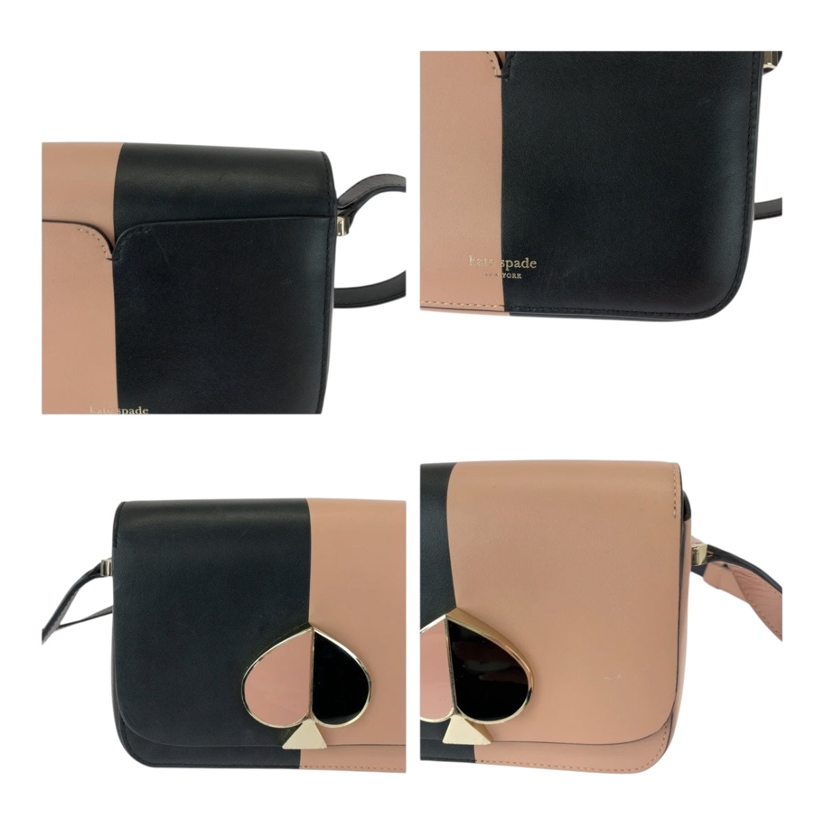 20507
Kate Spade ケイトスペード ニコラ ピンク ブラック ゴールド金具 レザー ショルダーバッグ ポシェット レディース ABP12