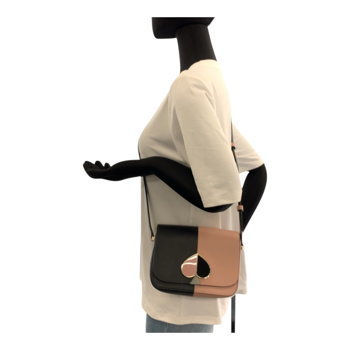20507
Kate Spade ケイトスペード ニコラ ピンク ブラック ゴールド金具 レザー ショルダーバッグ ポシェット レディース ABP12