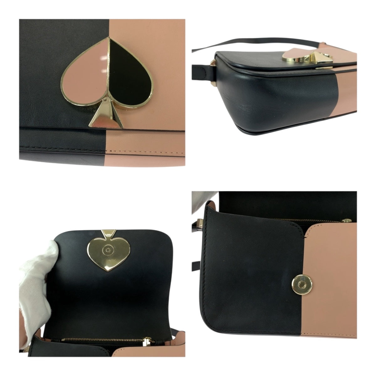 20507
Kate Spade ケイトスペード ニコラ ピンク ブラック ゴールド金具 レザー ショルダーバッグ ポシェット レディース ABP12