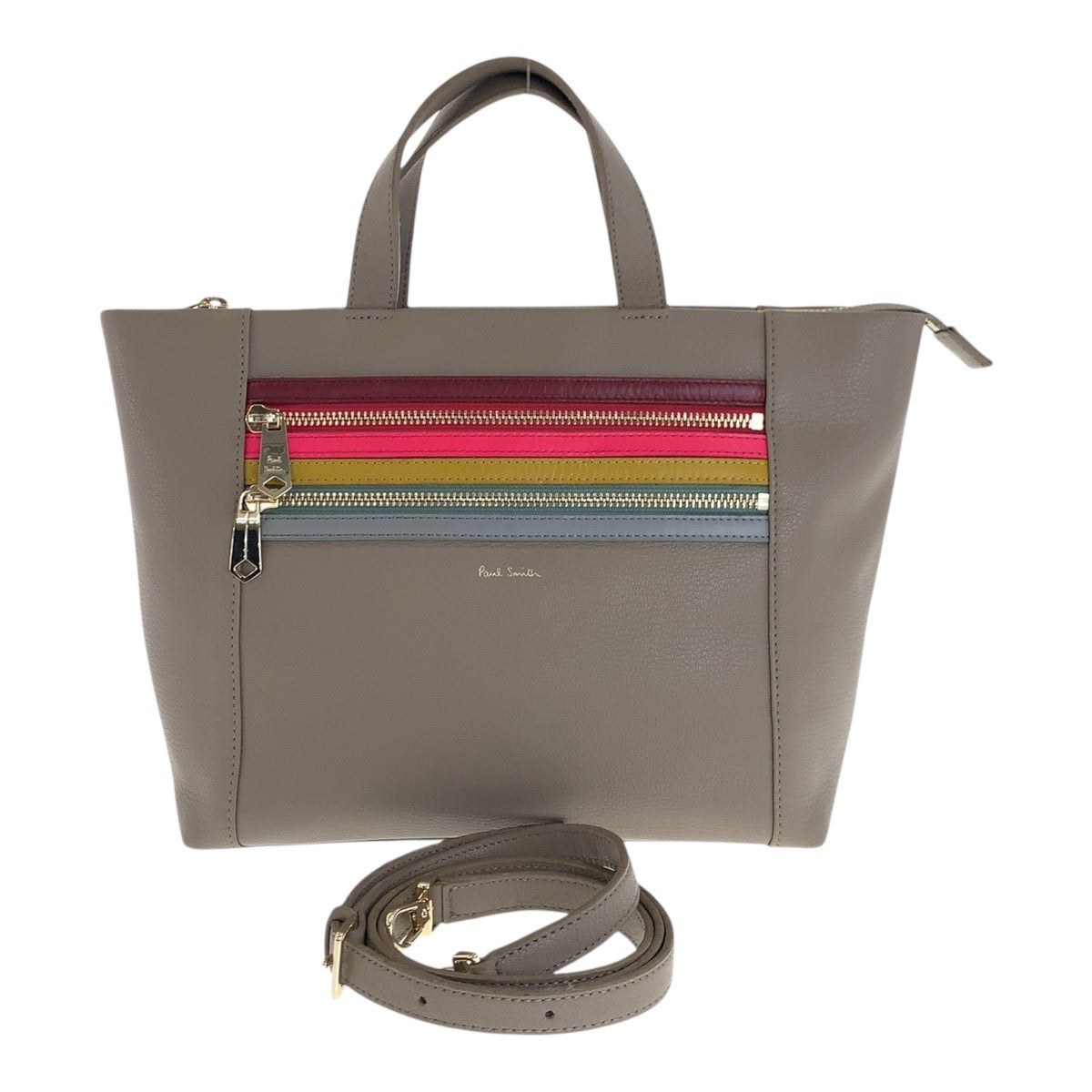 20508
Paul Smith ポール スミス ベージュ マルチカラー レザー PWR263 トートバッグ ショルダーバッグ ハンドバッグ 2way レディース AB6
