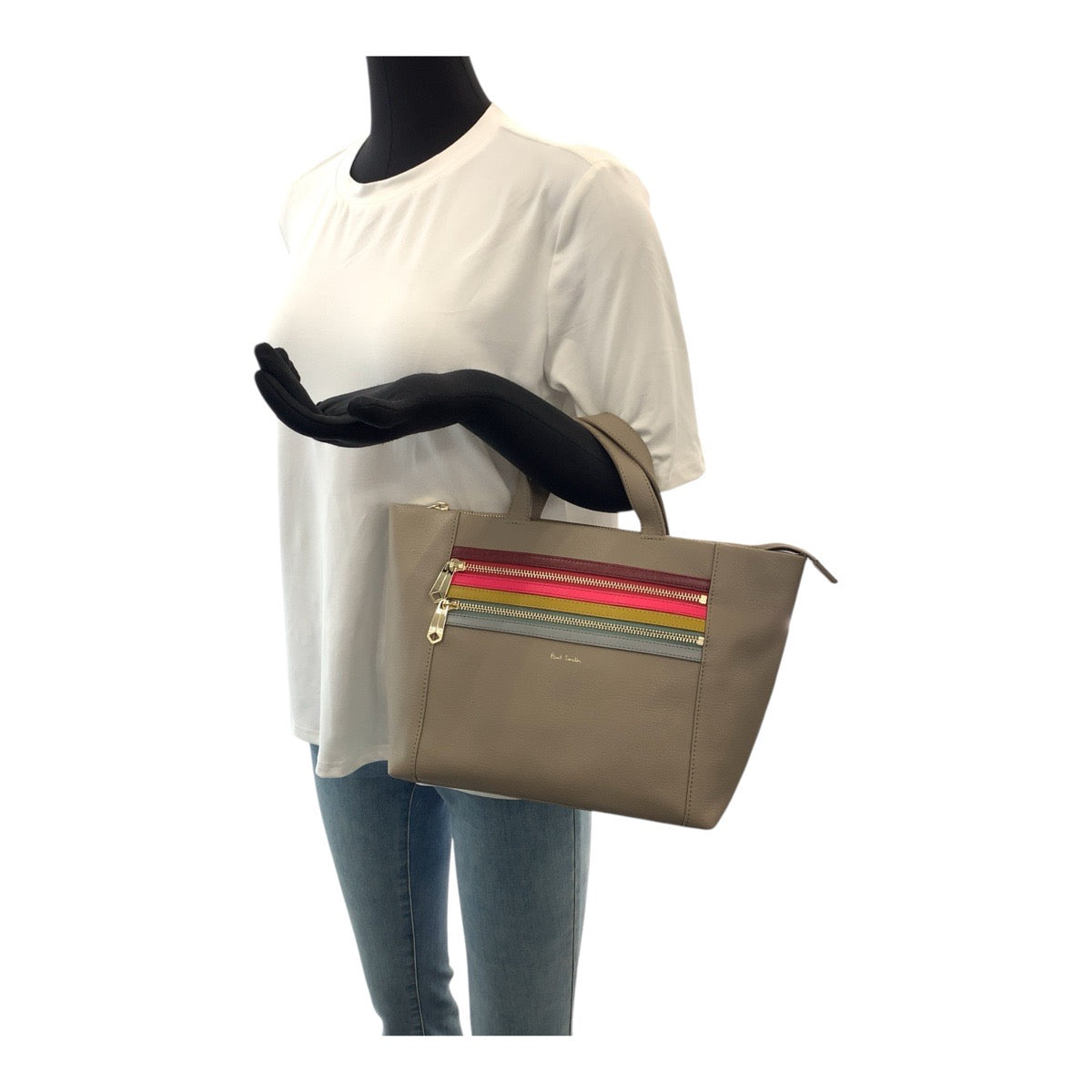 20508
Paul Smith ポール スミス ベージュ マルチカラー レザー PWR263 トートバッグ ショルダーバッグ ハンドバッグ 2way レディース AB6