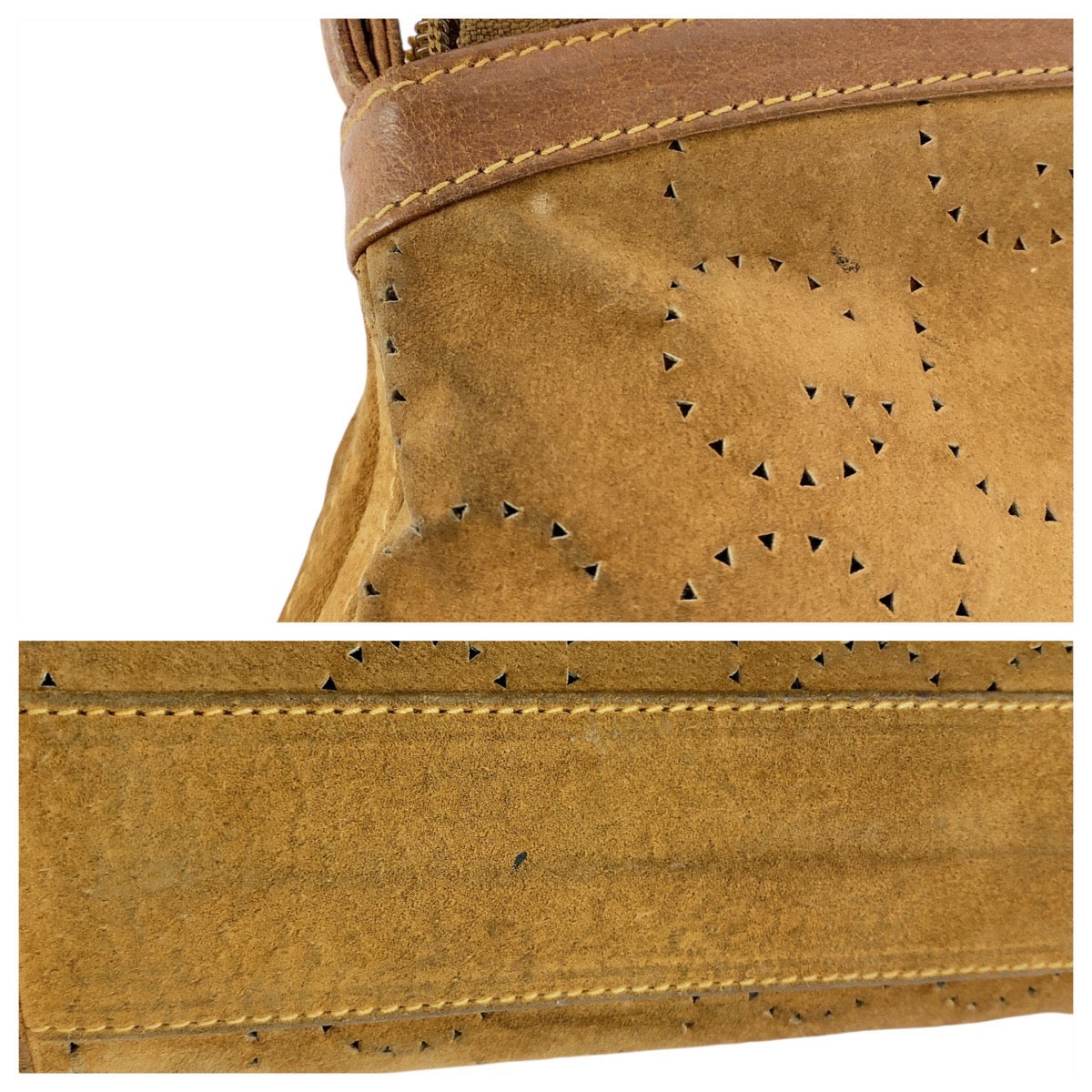 20510
GUCCI Vintage Brown Beige Gold Hardware Suede / Leather 004 113 0367 Clutch Bag Second Bag Men's AB16