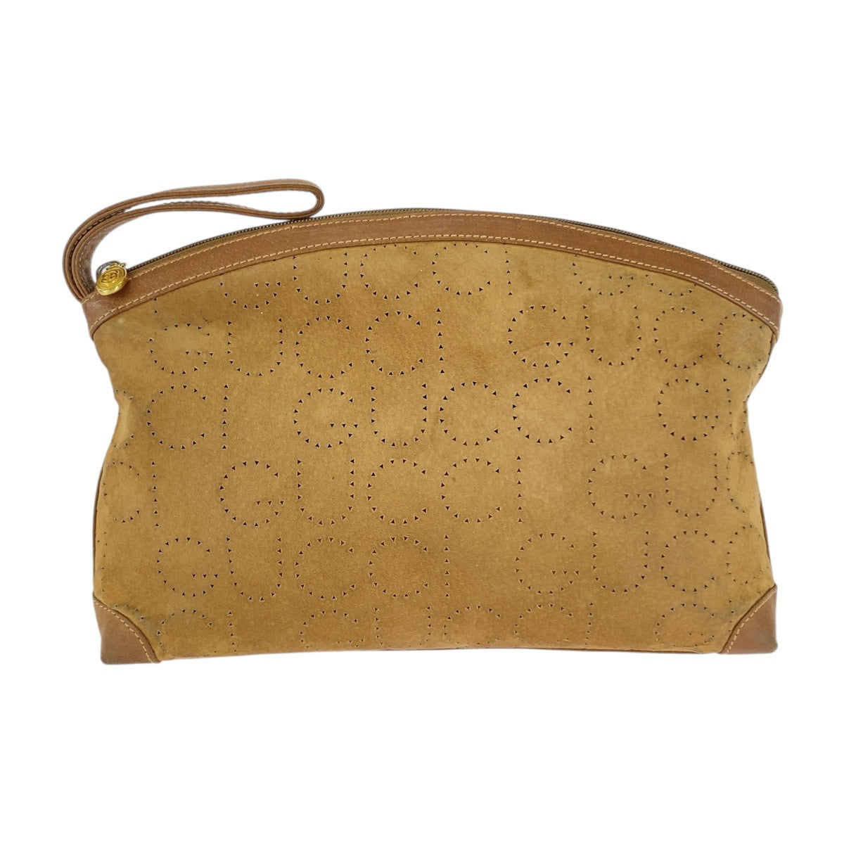 20510
GUCCI Vintage Brown Beige Gold Hardware Suede / Leather 004 113 0367 Clutch Bag Second Bag Men's AB16