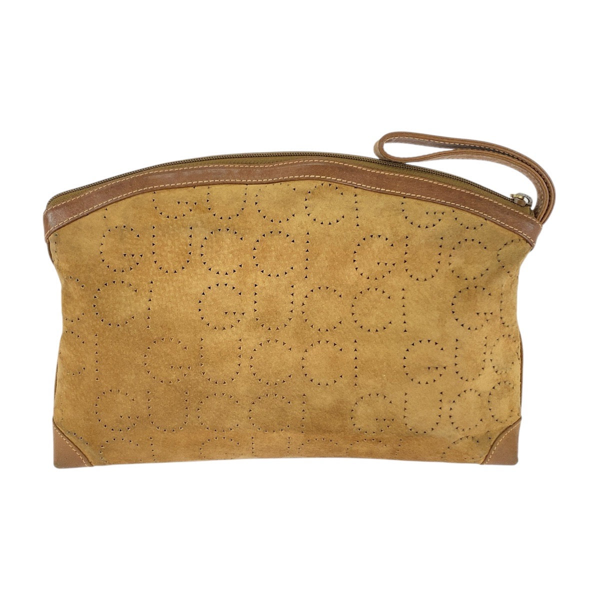20510
GUCCI Vintage Brown Beige Gold Hardware Suede / Leather 004 113 0367 Clutch Bag Second Bag Men's AB16