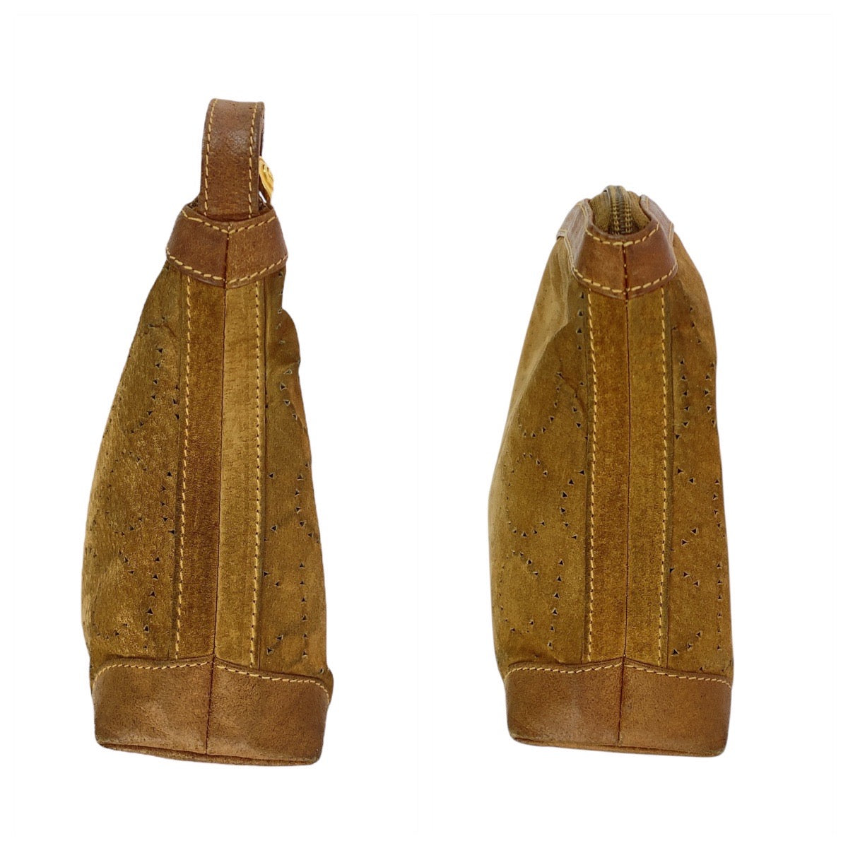 20510
GUCCI Vintage Brown Beige Gold Hardware Suede / Leather 004 113 0367 Clutch Bag Second Bag Men's AB16