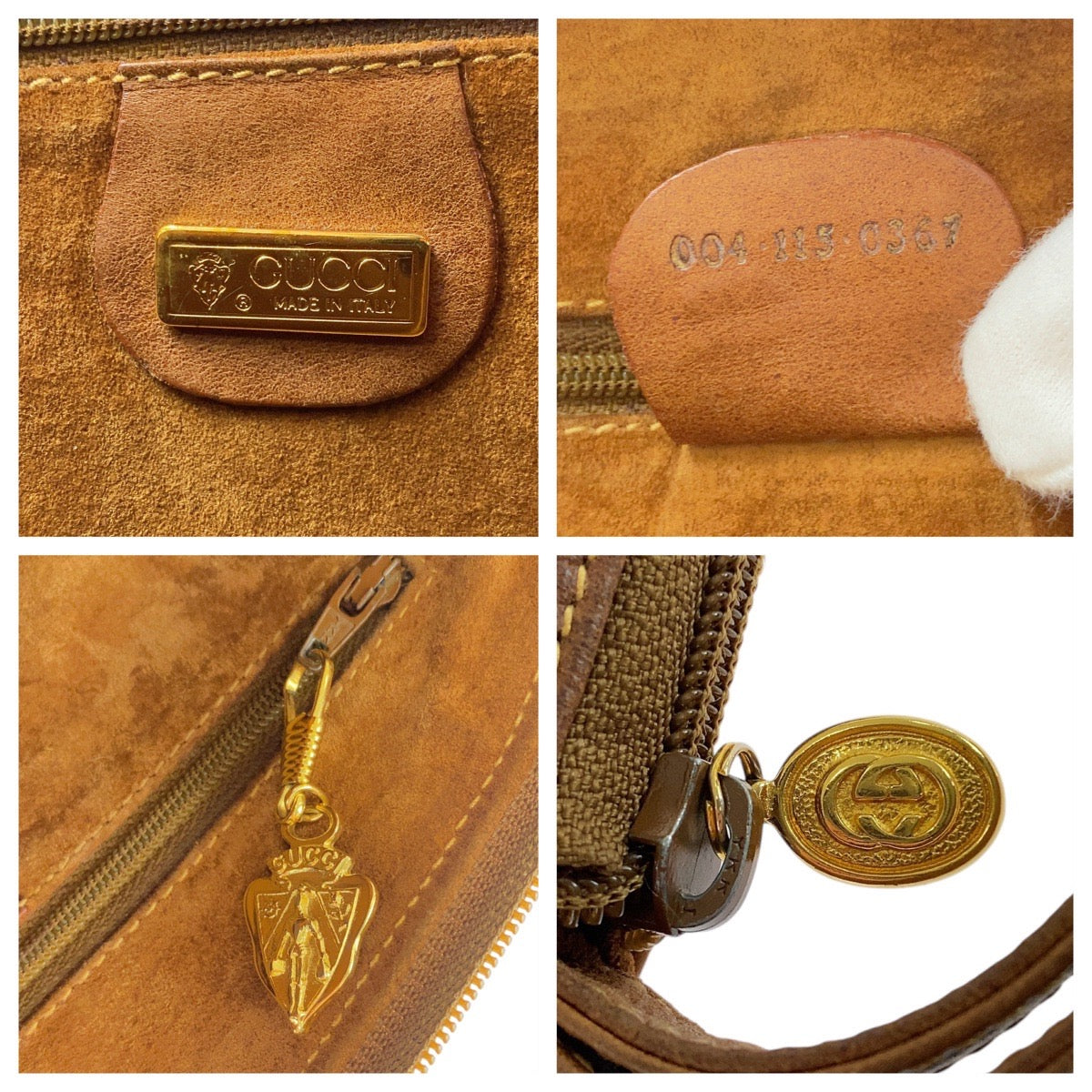 20510
GUCCI Vintage Brown Beige Gold Hardware Suede / Leather 004 113 0367 Clutch Bag Second Bag Men's AB16