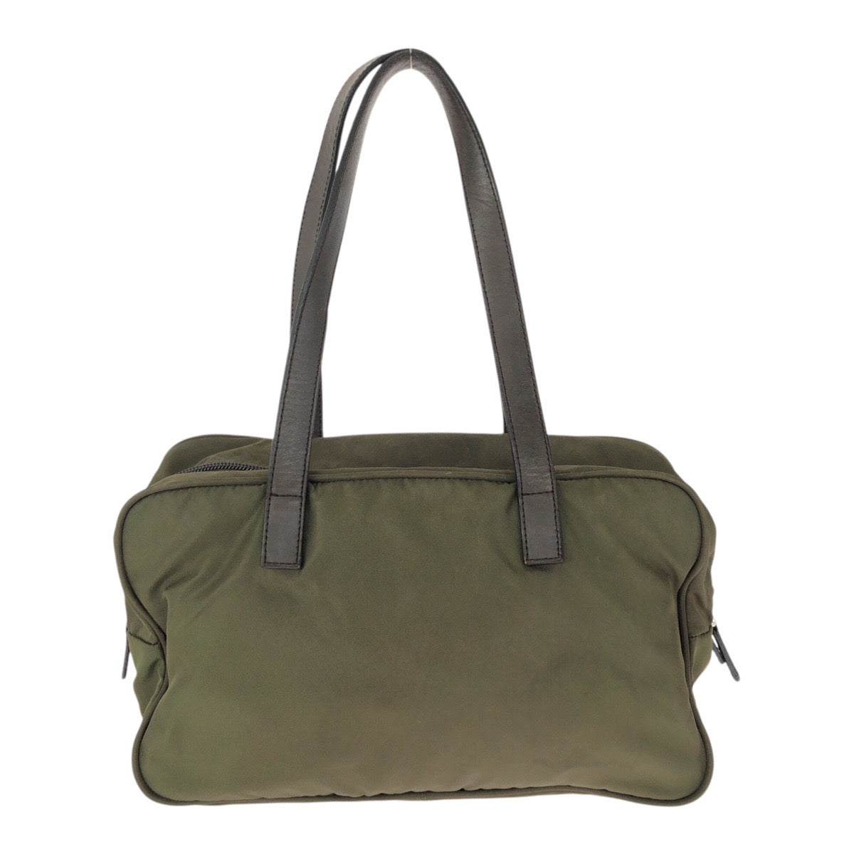 20511
PRADA プラダ テスート 三角ロゴプレート カーキ ブラウン シルバー金具 ナイロン / レザー トートバッグ ミニボストンバッグ レディース B12