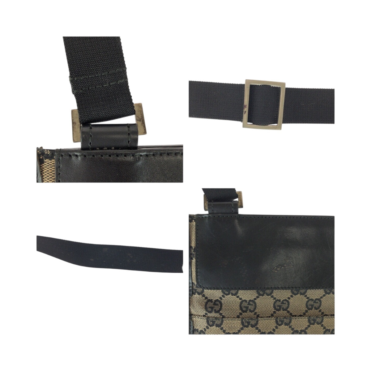 20513
GUCCI Beige Grey Silver Hardware GG Canvas / Leather 019 0348 Shoulder Bag Pouch Ladies AB24