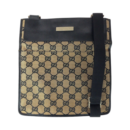20513
GUCCI グッチ ベージュ グレー シルバー金具 GGキャンバス / レザー 019 0348 ショルダーバッグ ポシェット レディース AB24