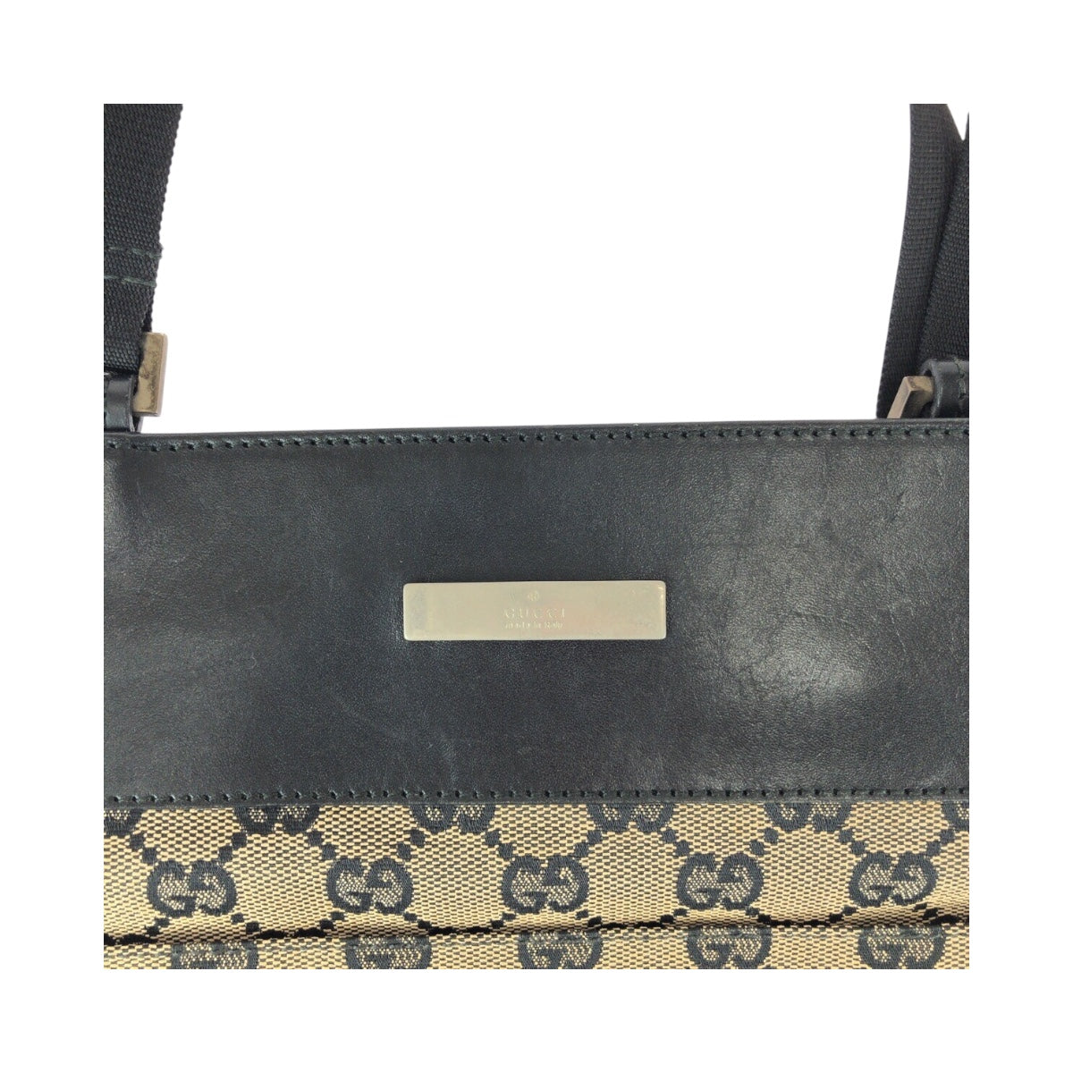 20513
GUCCI Beige Grey Silver Hardware GG Canvas / Leather 019 0348 Shoulder Bag Pouch Ladies AB24