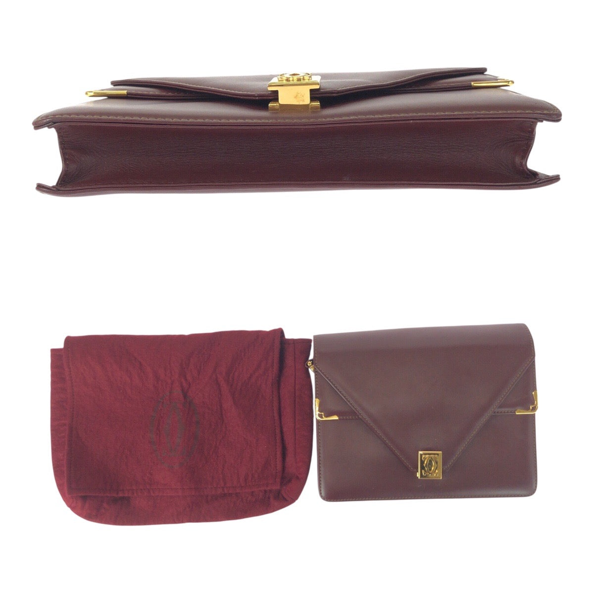 20514
CARTIER カルティエ マストライン ワインレッド ボルドー ゴールド金具 レザー ショルダーバッグ ポシェット レディース AB24