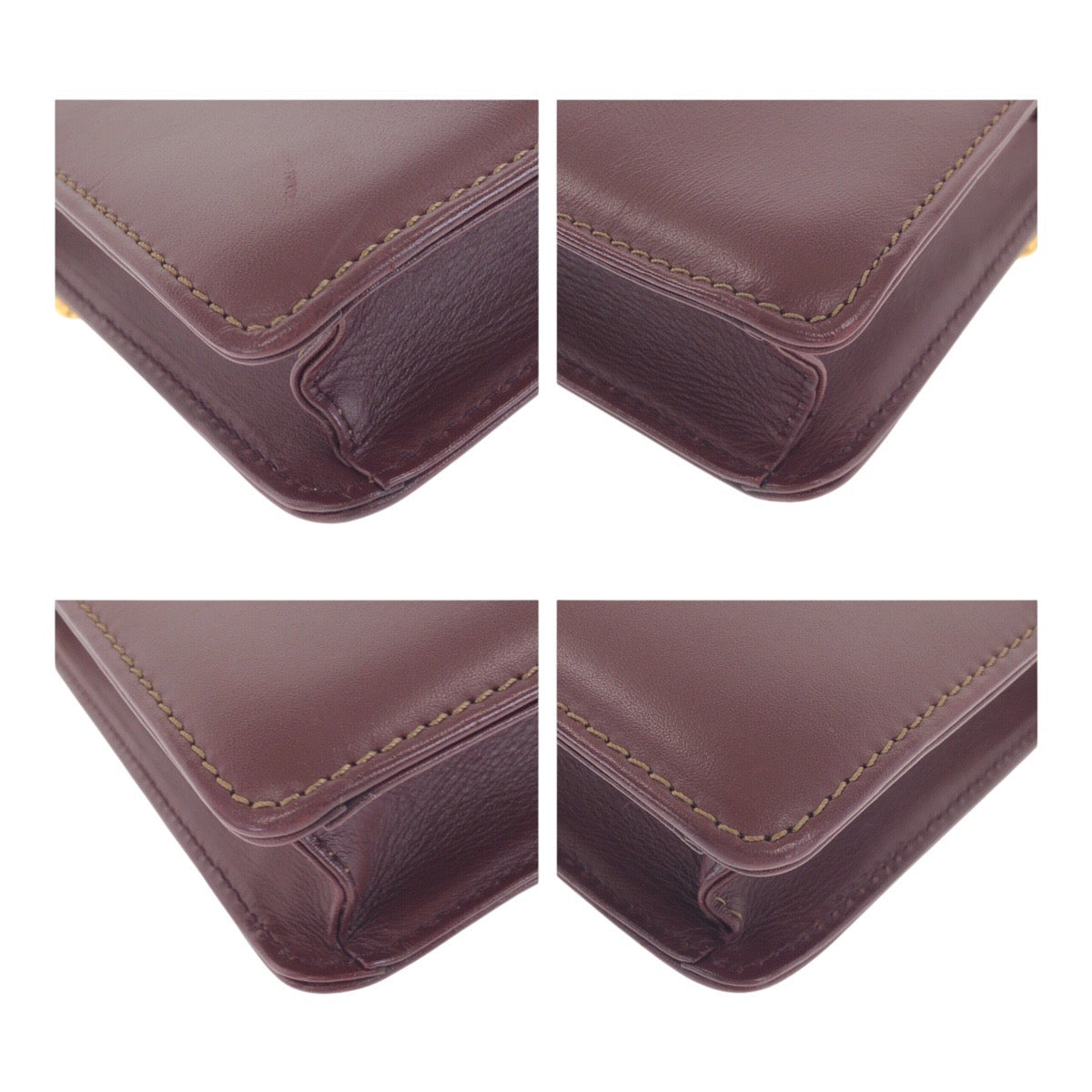 20514
CARTIER カルティエ マストライン ワインレッド ボルドー ゴールド金具 レザー ショルダーバッグ ポシェット レディース AB24