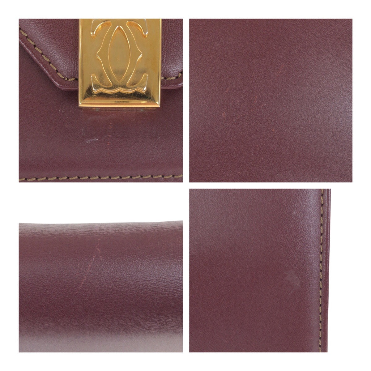 20514
CARTIER カルティエ マストライン ワインレッド ボルドー ゴールド金具 レザー ショルダーバッグ ポシェット レディース AB24