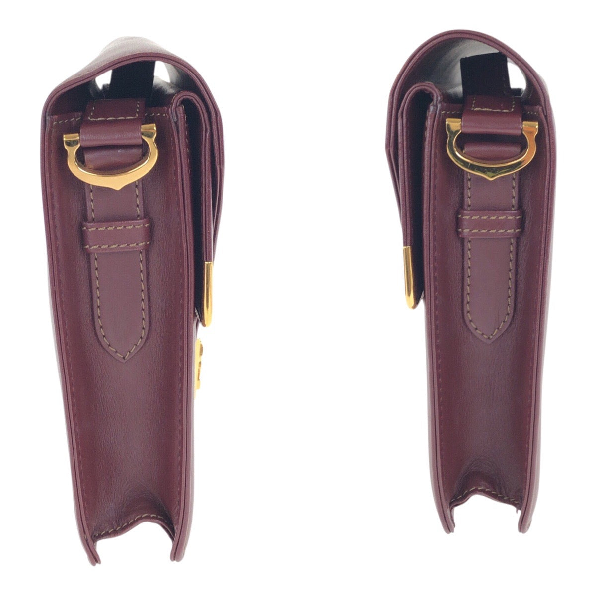 20514
CARTIER カルティエ マストライン ワインレッド ボルドー ゴールド金具 レザー ショルダーバッグ ポシェット レディース AB24