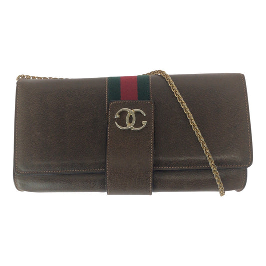 20515
GUCCI グッチ ヴィンテージ オールドグッチ シェリーライン ブラウン ゴールド金具 レザー チェーンショルダーバッグ レディース AB42