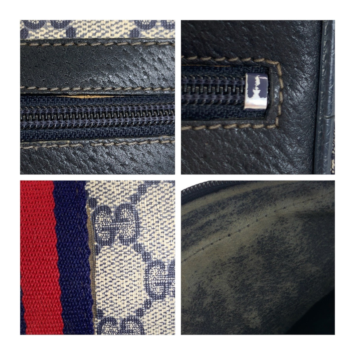 20516
GUCCI Sherry Line Old Gucci Navy Gold Hardware PVC / Leather 68 001 3654 Shoulder Bag Ladies AB28