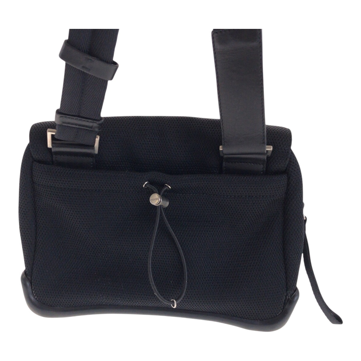 20517
PRADA SPORTS プラダスポーツ ブラック 黒　シルバー金具 ポリエステル / ゴム / レザー ショルダーバッグ ポシェット レディース AB35