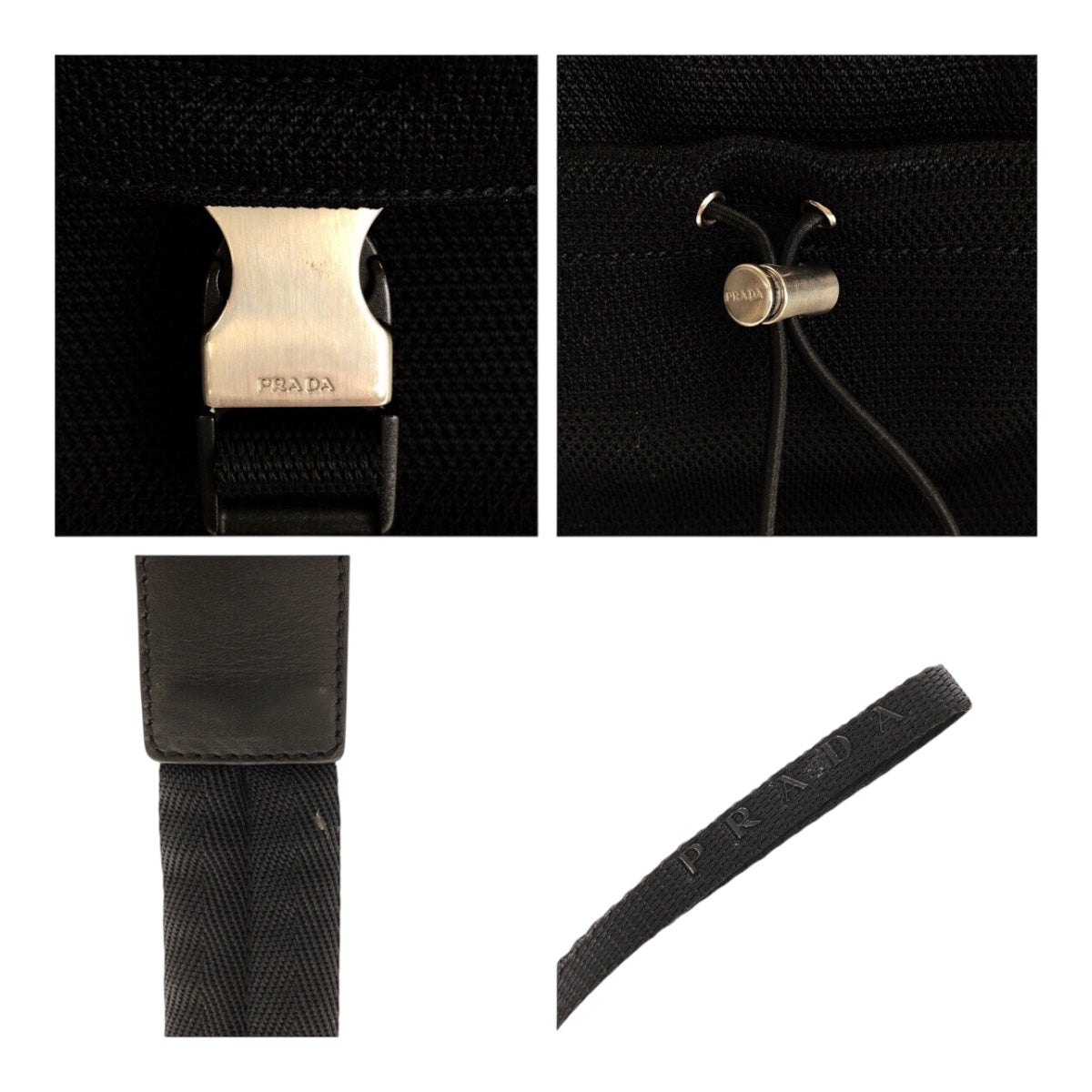 20517
PRADA SPORTS プラダスポーツ ブラック 黒　シルバー金具 ポリエステル / ゴム / レザー ショルダーバッグ ポシェット レディース AB35