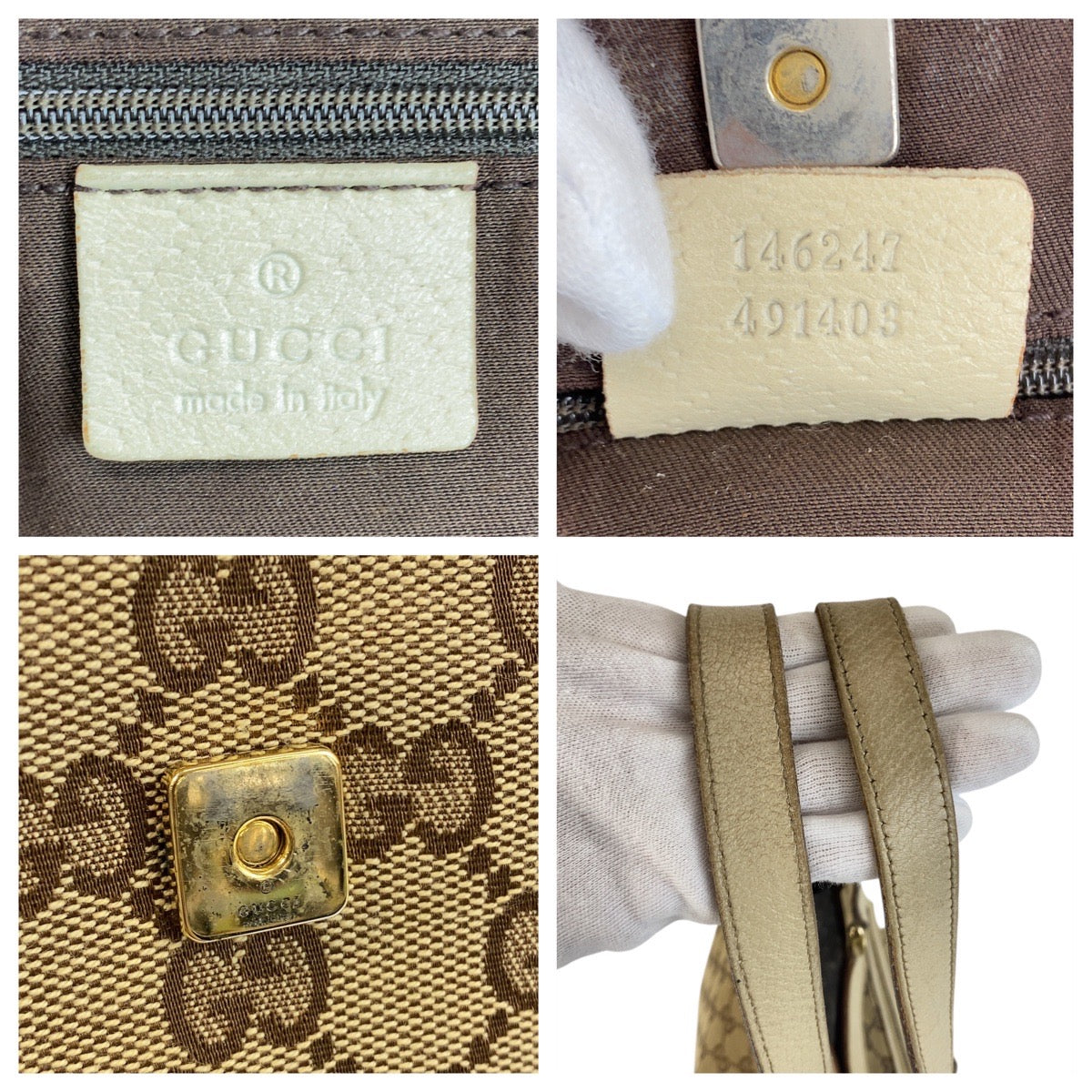 20520
GUCCI Abbey Beige Ivory Gold Hardware GG Canvas / Leather 146247 Tote Bag Shoulder Bag Ladies AB14