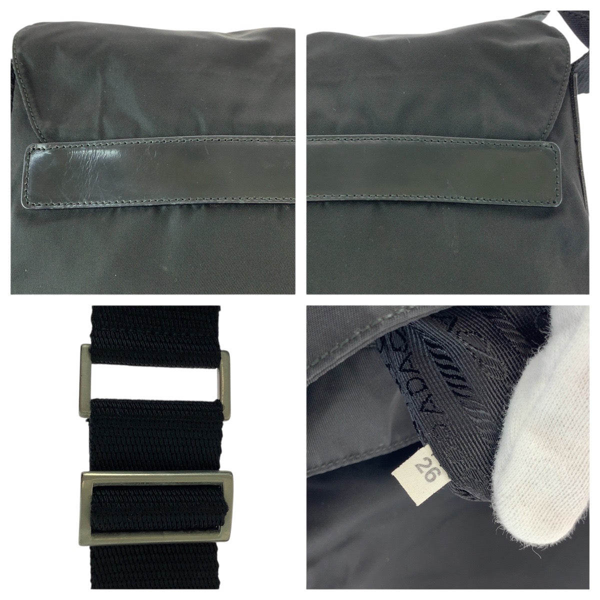 20521
PRADA プラダ テスート 三角ロゴプレート ブラック 黒 シルバー金具 ナイロン / レザー ショルダーバッグ ポシェット レディース ABP40