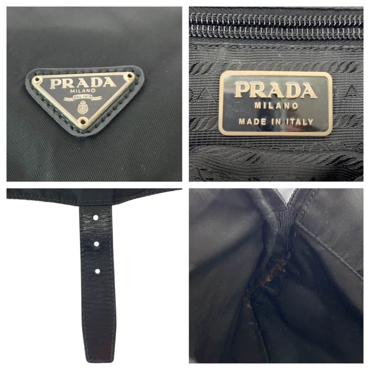 20521
PRADA プラダ テスート 三角ロゴプレート ブラック 黒 シルバー金具 ナイロン / レザー ショルダーバッグ ポシェット レディース ABP40