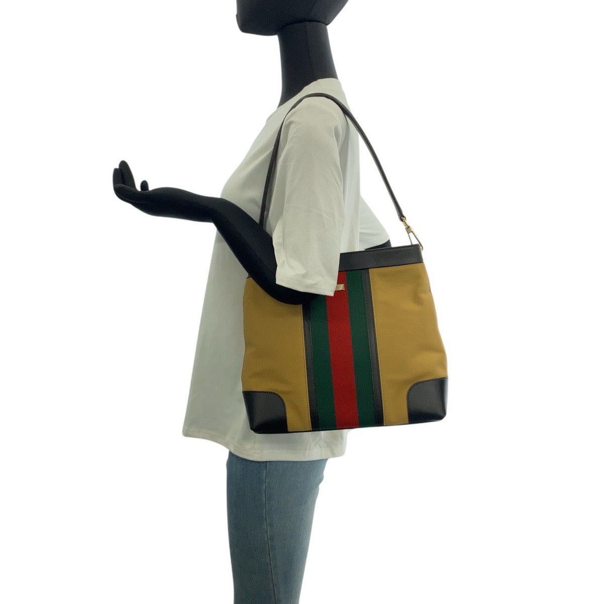 20522
GUCCI Sherry Line Beige Brown Gold Hardware Canvas / Leather 001 4231 Shoulder Bag Ladies A44