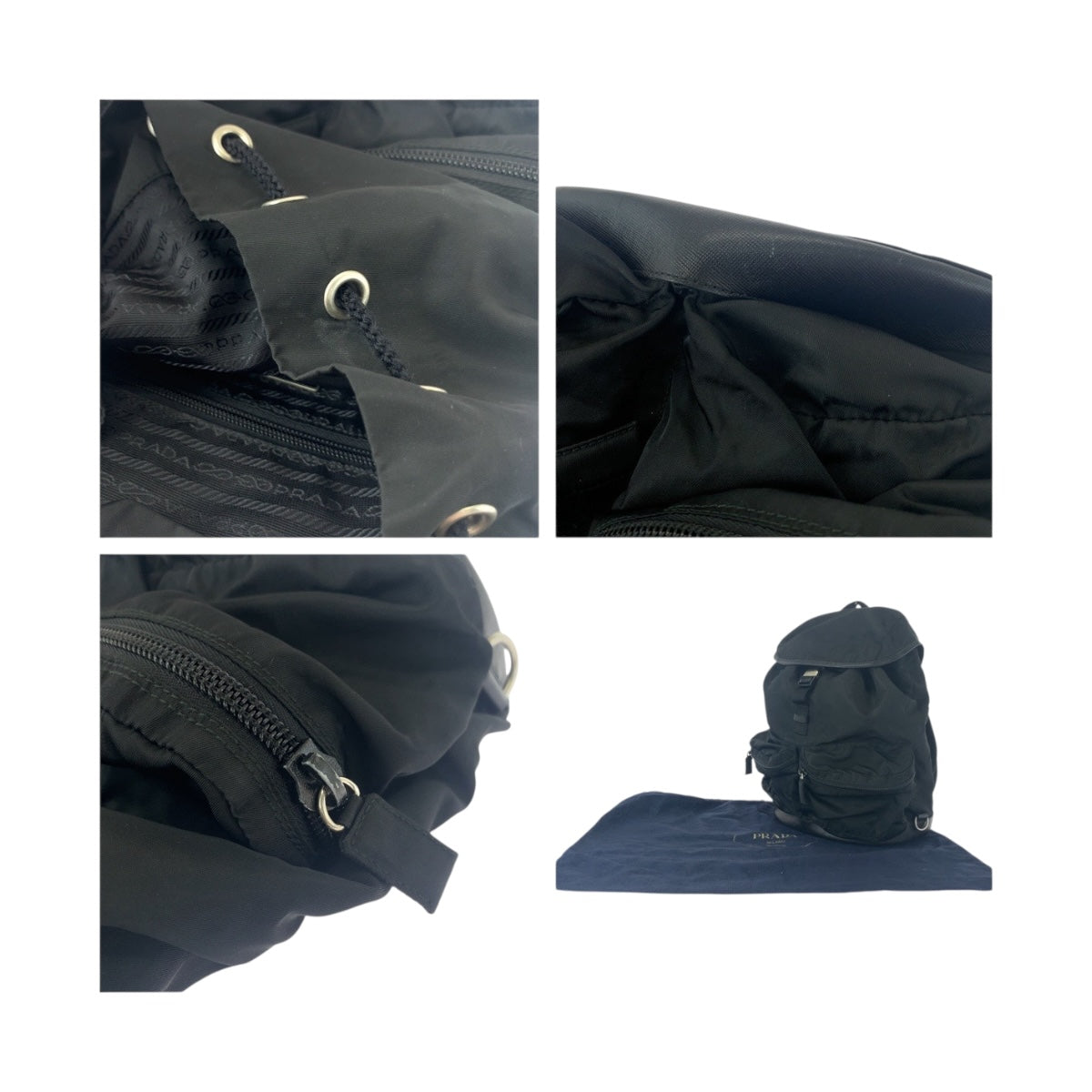 20524
PRADA プラダ テスート 三角ロゴプレート ブラック 黒 シルバー金具 ナイロン リュック バックパック レディース ABP44