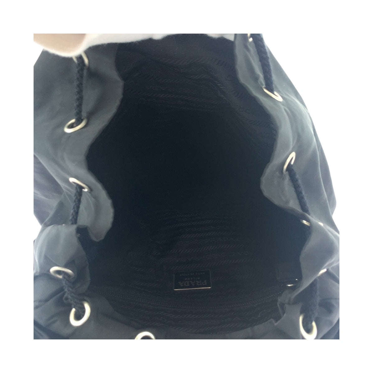 20524
PRADA プラダ テスート 三角ロゴプレート ブラック 黒 シルバー金具 ナイロン リュック バックパック レディース ABP44