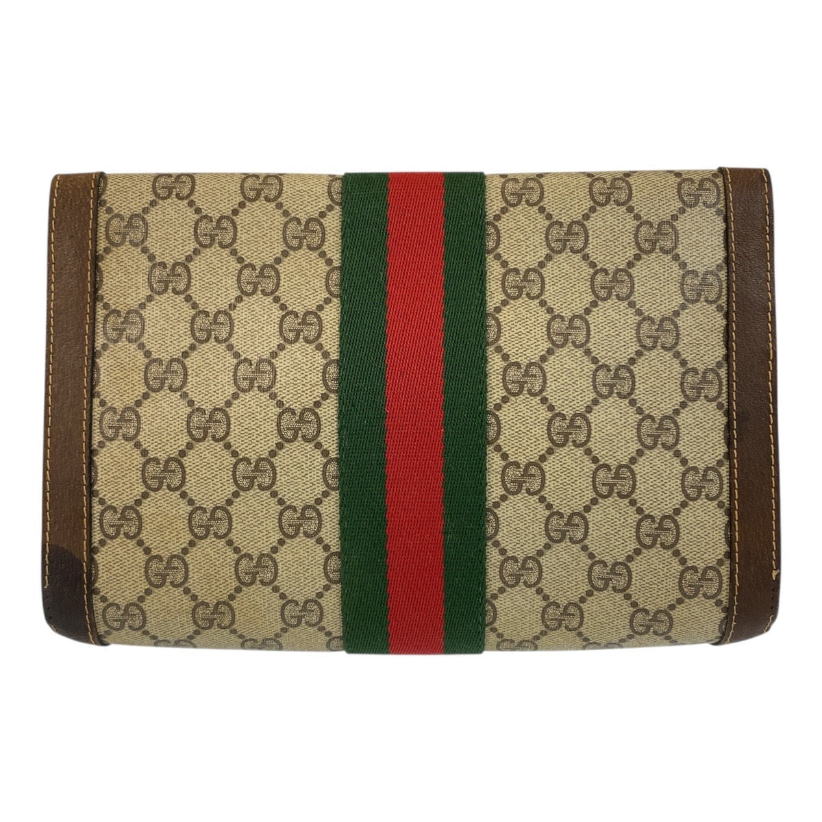 20525
GUCCI Vintage Sherry Line Beige Brown Gold Hardware GG Supreme Canvas / Leather 38 Clutch Bag Second Bag Men's AB16