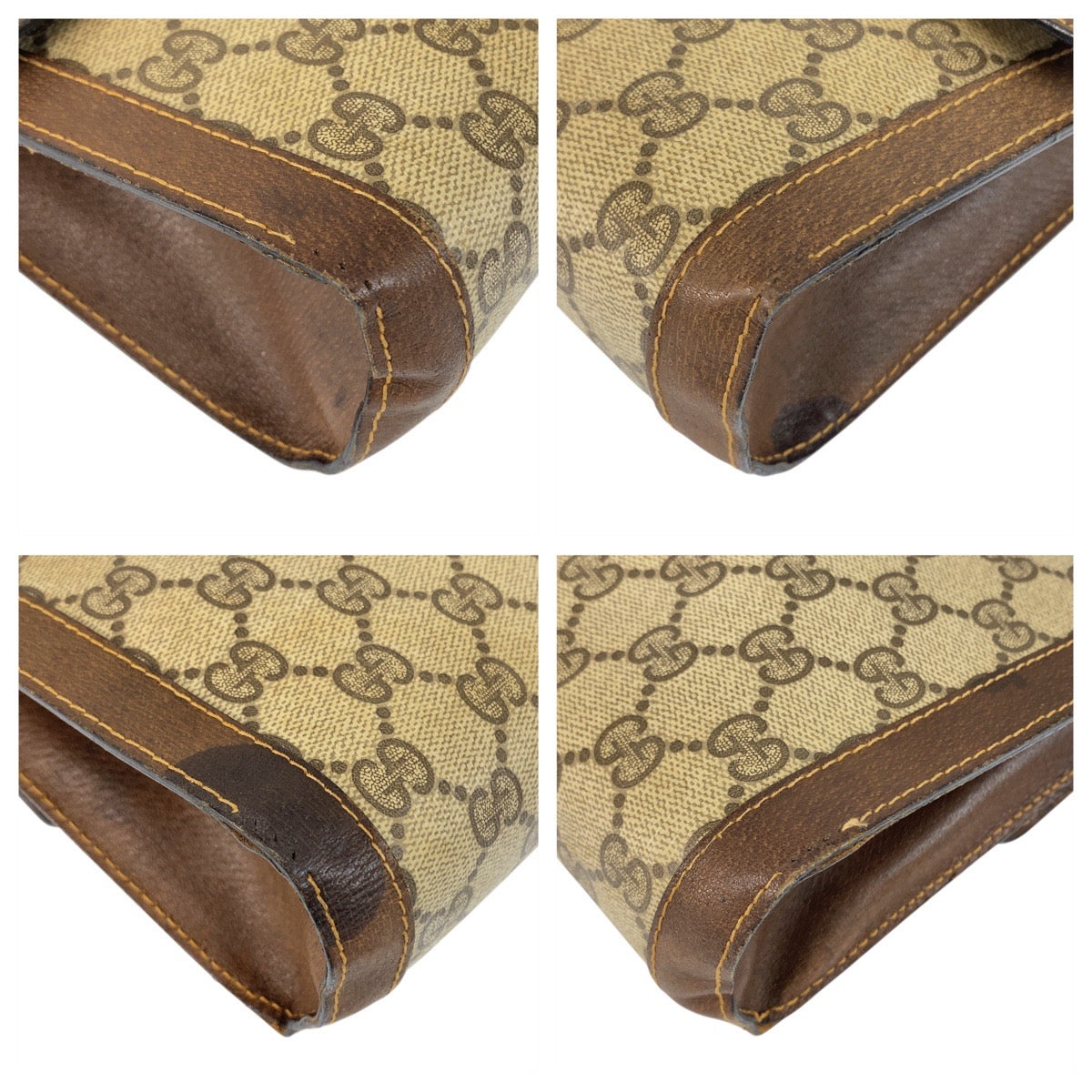 20525
GUCCI Vintage Sherry Line Beige Brown Gold Hardware GG Supreme Canvas / Leather 38 Clutch Bag Second Bag Men's AB16