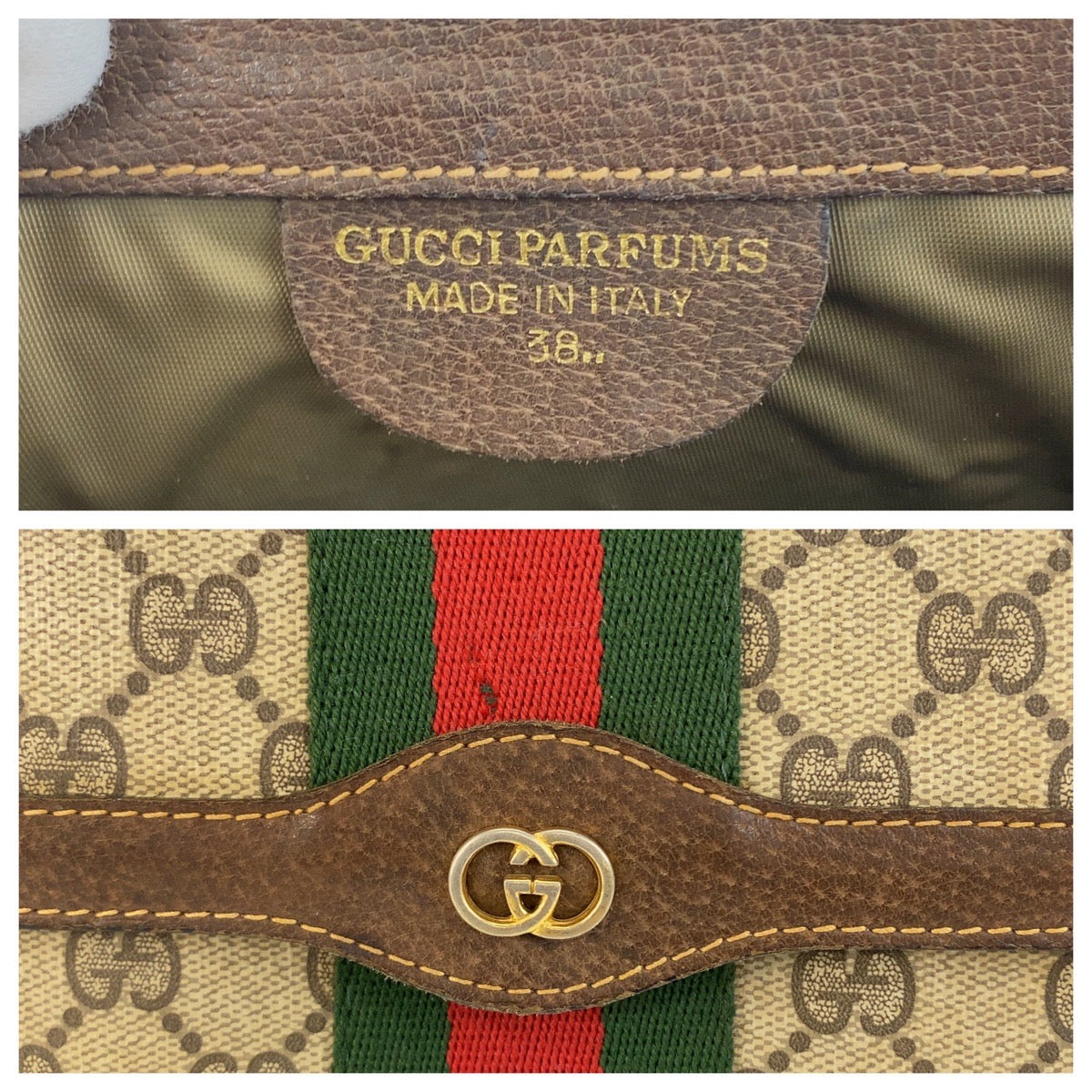 20525
GUCCI Vintage Sherry Line Beige Brown Gold Hardware GG Supreme Canvas / Leather 38 Clutch Bag Second Bag Men's AB16