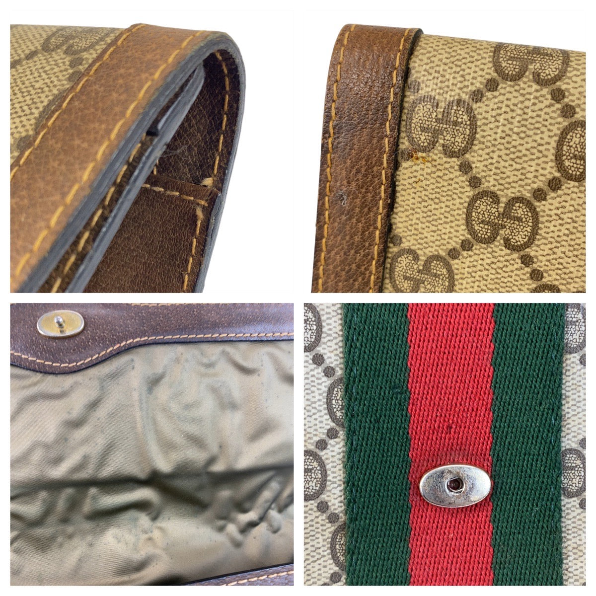 20525
GUCCI Vintage Sherry Line Beige Brown Gold Hardware GG Supreme Canvas / Leather 38 Clutch Bag Second Bag Men's AB16