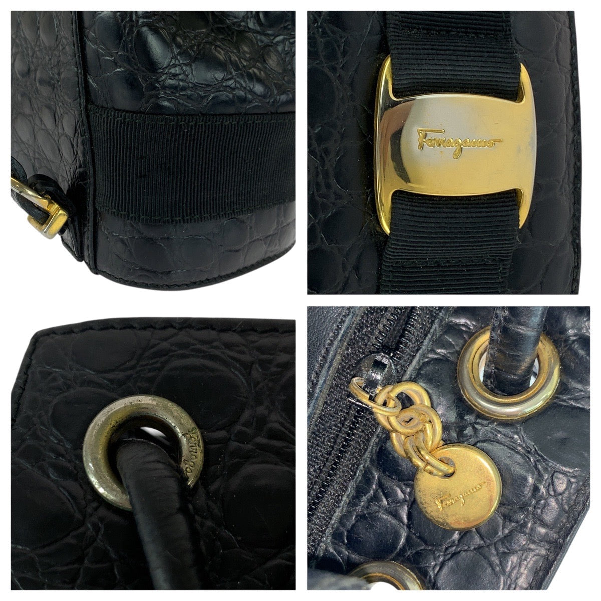 20528
Salvatore Ferragamo サルヴァトーレフェラガモ ヴァラ 型押し ブラック 黒 ゴールド金具 レザー BZ-21-5676 リュック・デイパック レディース ABP28