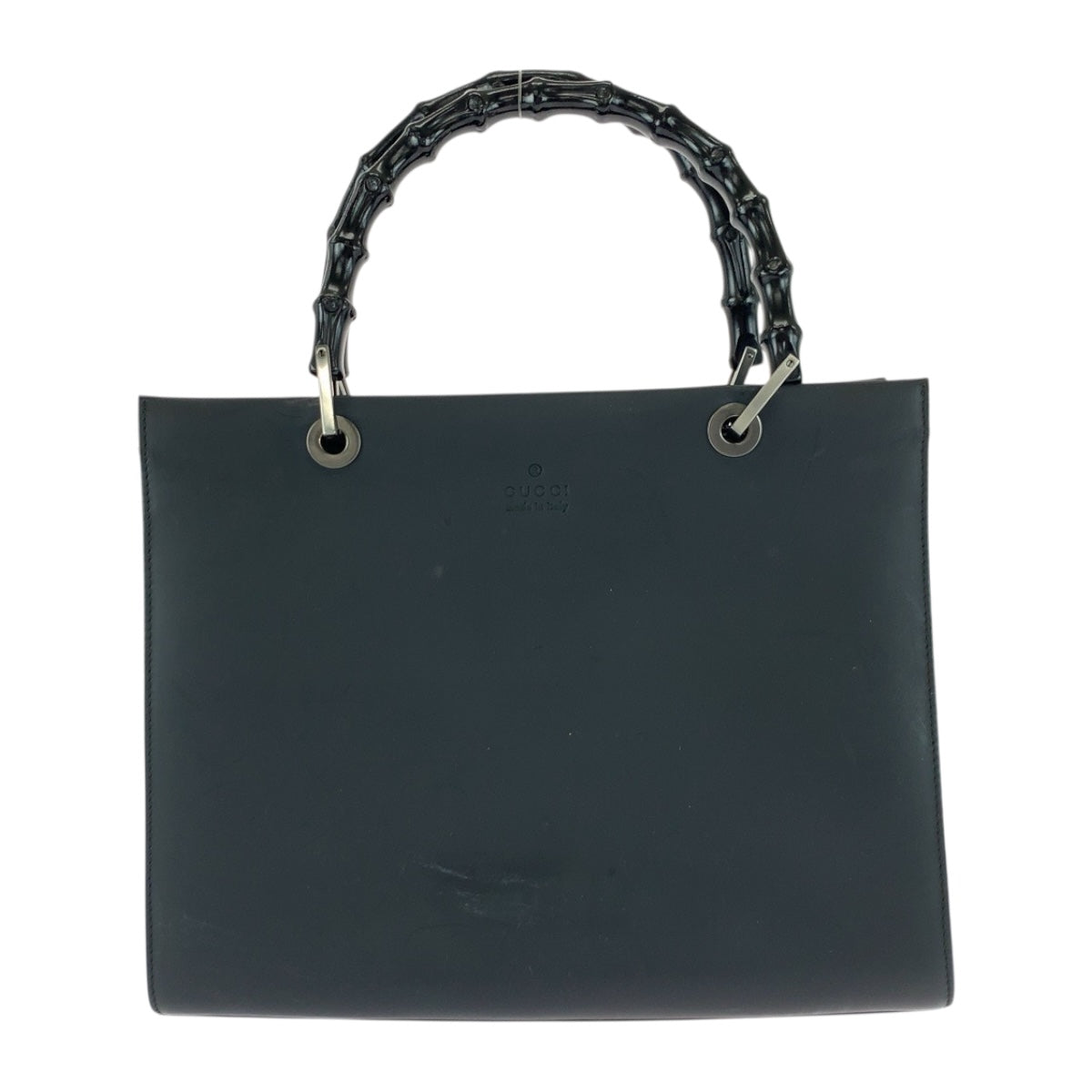 20529
GUCCI Gucci Bamboo Black Silver Hardware Leather 002 1010 Tote Bag Handbag Ladies ABP28