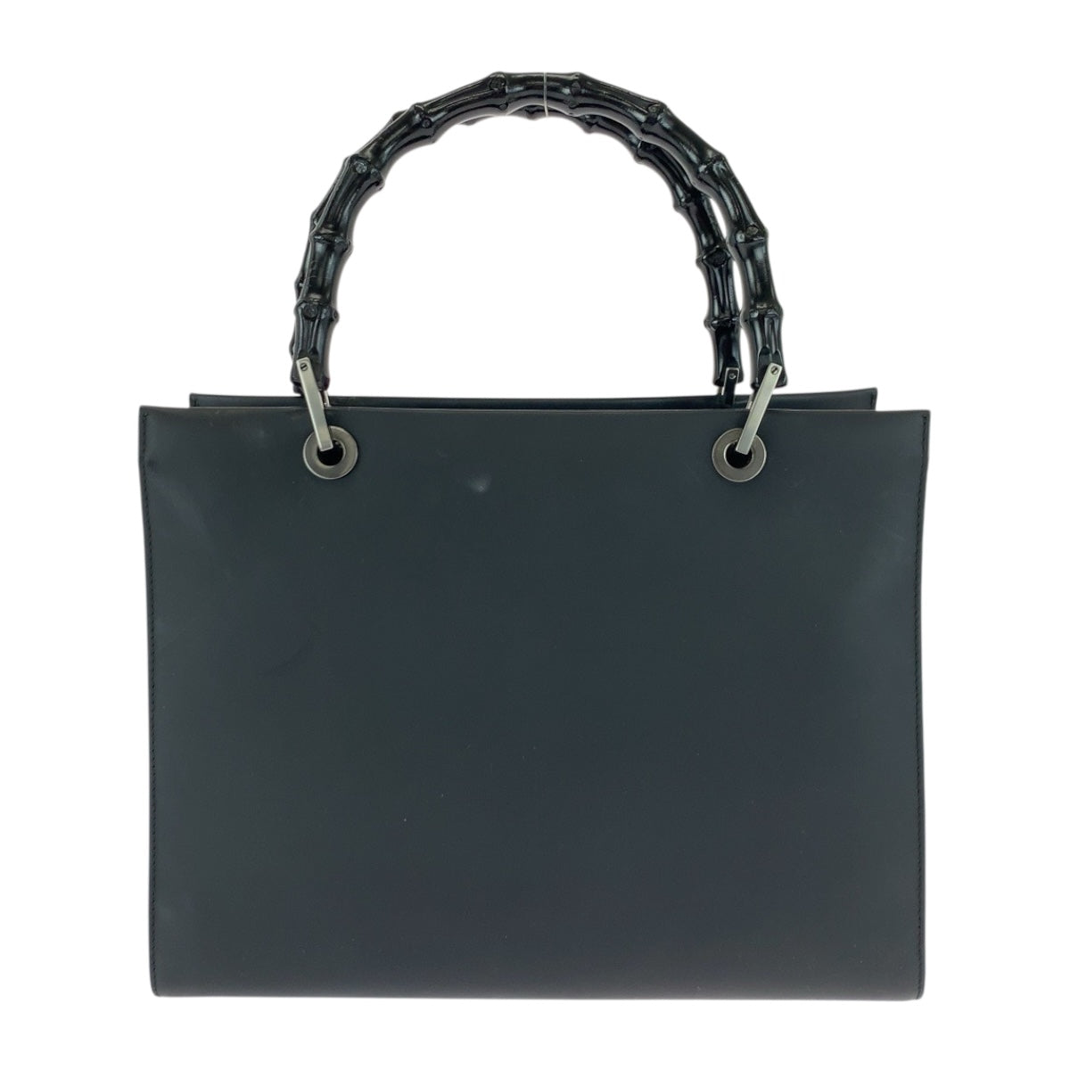 20529
GUCCI Gucci Bamboo Black Silver Hardware Leather 002 1010 Tote Bag Handbag Ladies ABP28