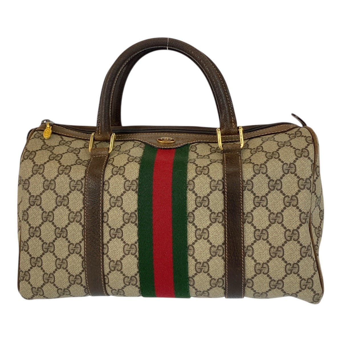 20535
GUCCI Vintage Sherry Line Beige Brown Gold Hardware GG Supreme Canvas / Leather 010 378 Handbag Boston Bag Ladies AB32