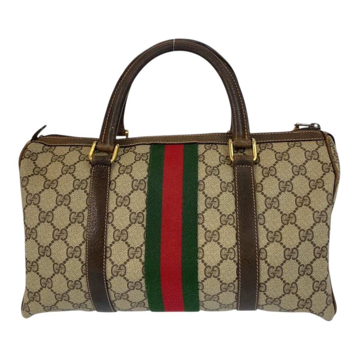 20535
GUCCI Vintage Sherry Line Beige Brown Gold Hardware GG Supreme Canvas / Leather 010 378 Handbag Boston Bag Ladies AB32