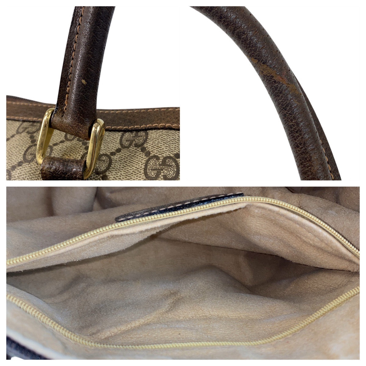 20535
GUCCI Vintage Sherry Line Beige Brown Gold Hardware GG Supreme Canvas / Leather 010 378 Handbag Boston Bag Ladies AB32