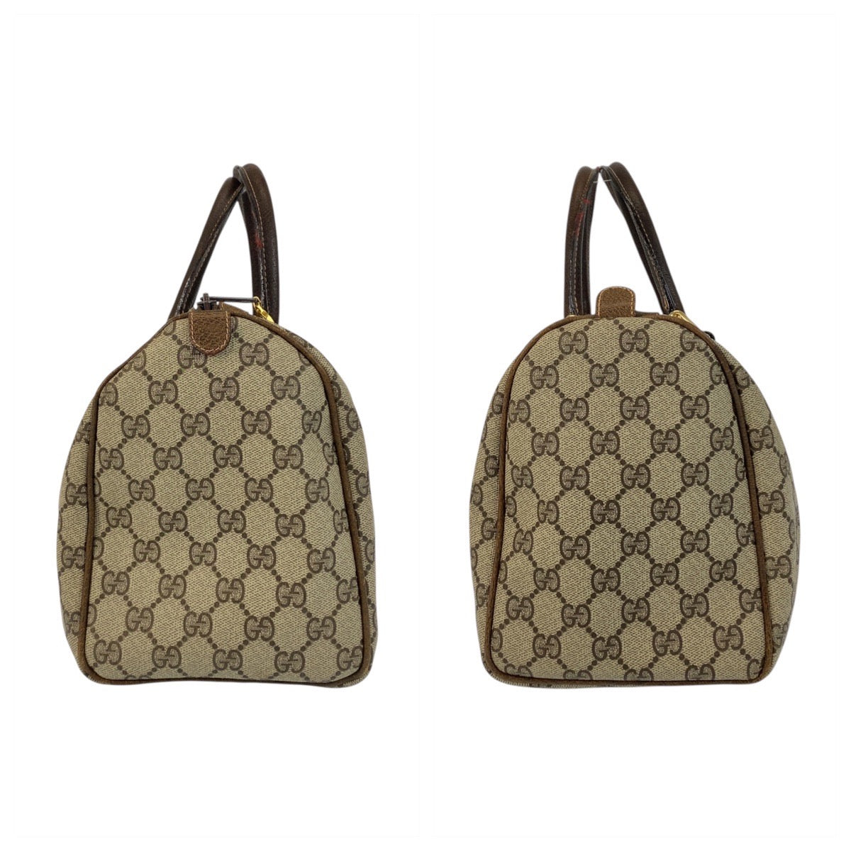 20535
GUCCI Vintage Sherry Line Beige Brown Gold Hardware GG Supreme Canvas / Leather 010 378 Handbag Boston Bag Ladies AB32