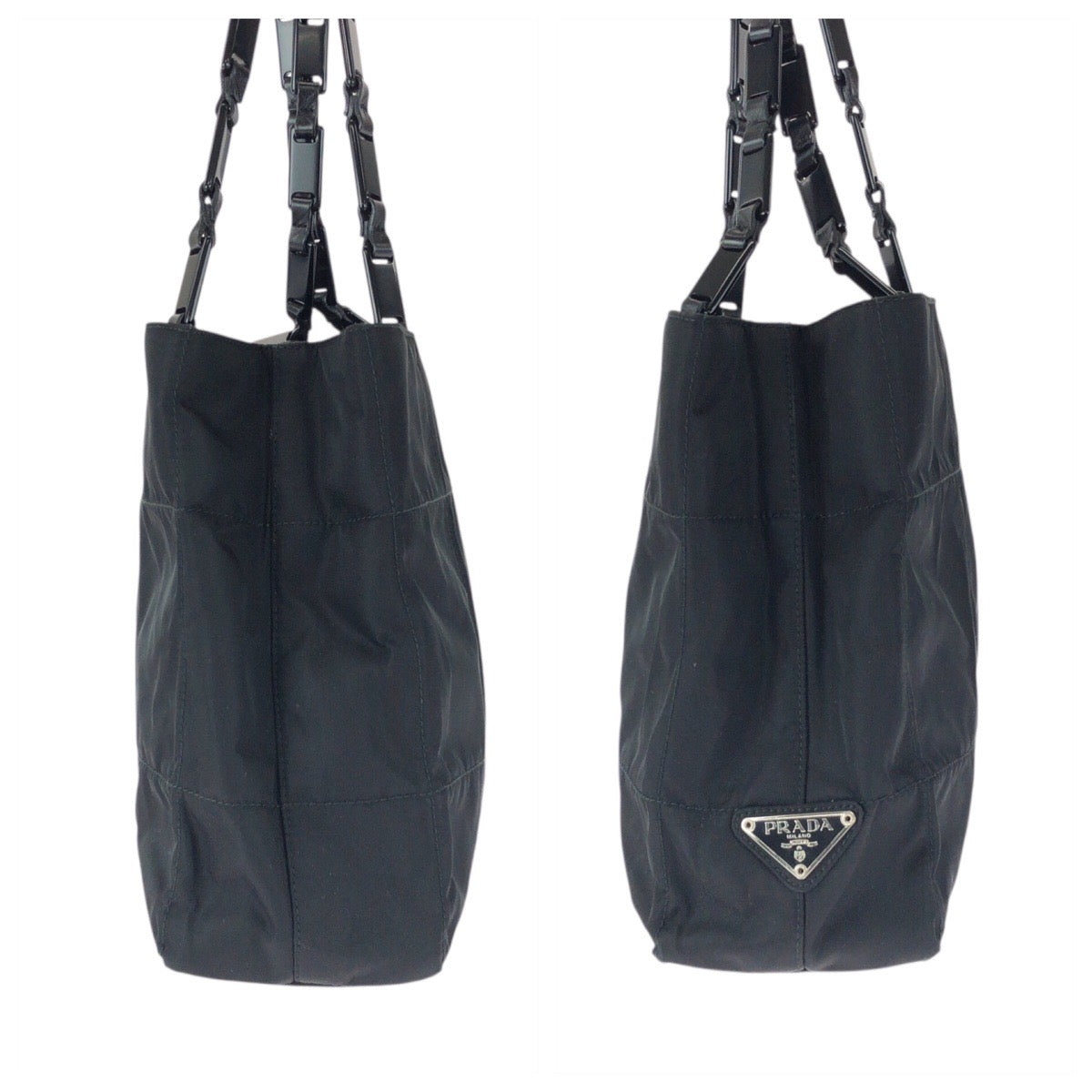 20537
PRADA プラダ テスート 三角ロゴプレート ブラック 黒 シルバー金具 ナイロン / プラスチック トートバッグ ショルダーバッグ レディース ABP30