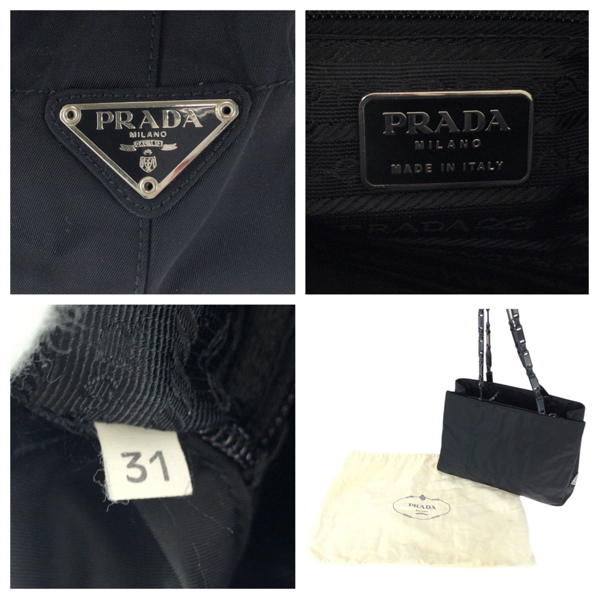 20537
PRADA プラダ テスート 三角ロゴプレート ブラック 黒 シルバー金具 ナイロン / プラスチック トートバッグ ショルダーバッグ レディース ABP30