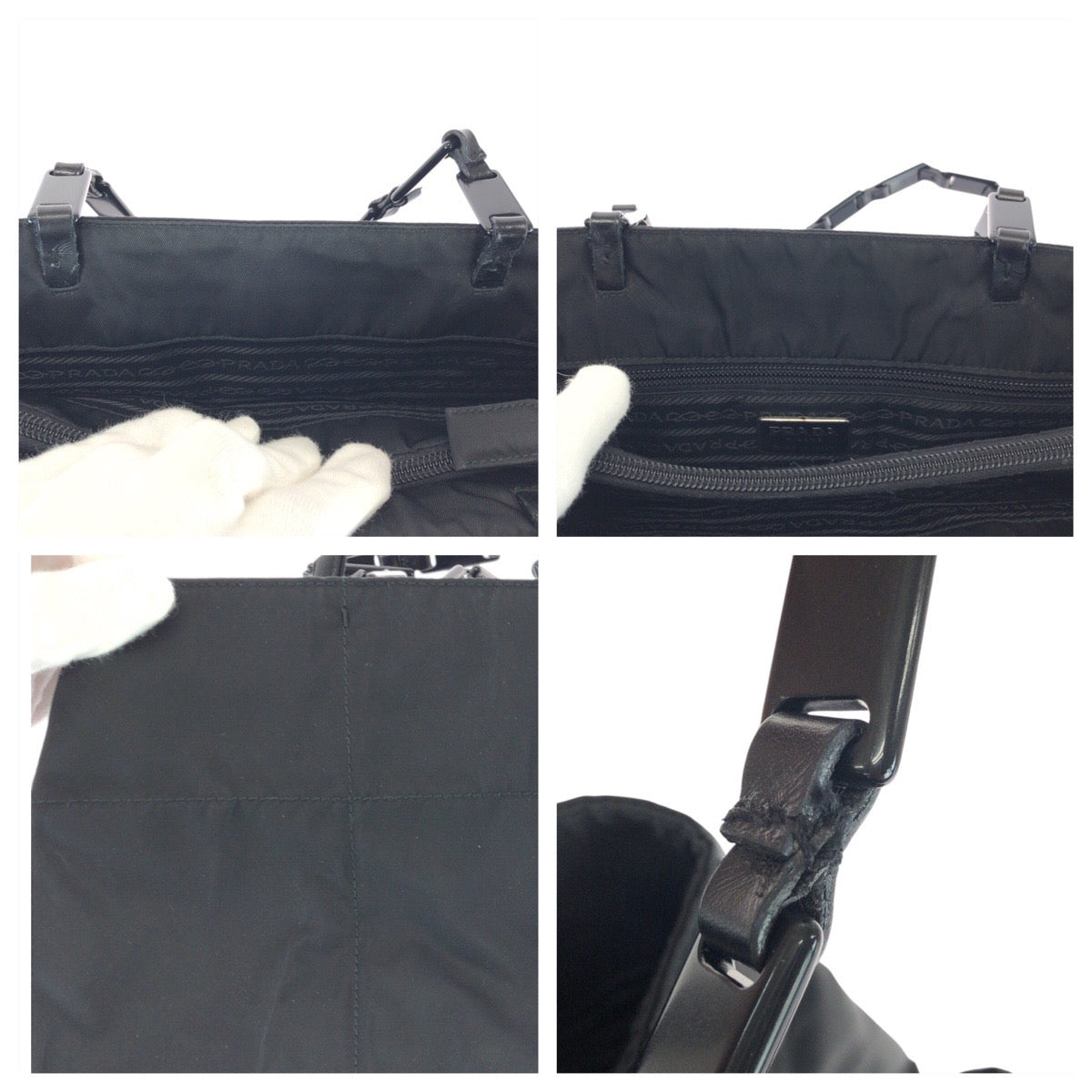 20537
PRADA プラダ テスート 三角ロゴプレート ブラック 黒 シルバー金具 ナイロン / プラスチック トートバッグ ショルダーバッグ レディース ABP30