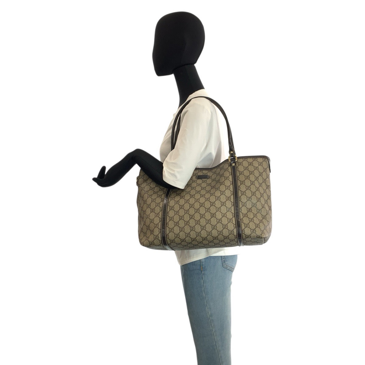 20538
GUCCI グッチ ベージュ ブラウン ゴールド金具 GGスプリームキャンバス 197953 トートバッグ ショルダーバッグ レディース AB18