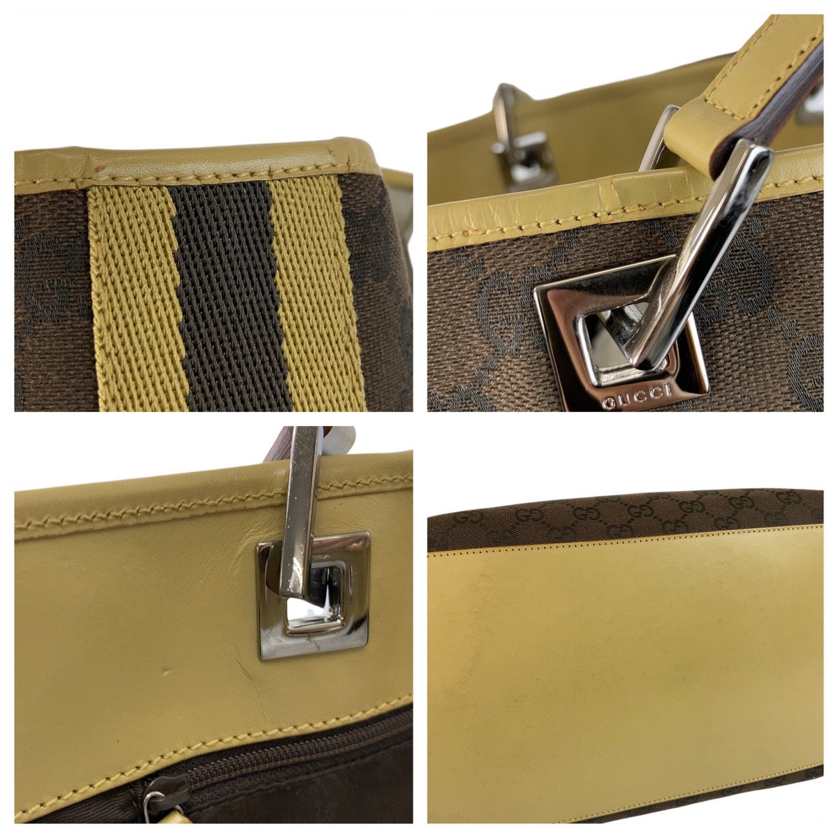 20539
GUCCI Sherry Line Brown Yellow GG Canvas 31242 Tote Bag Ladies ABP35