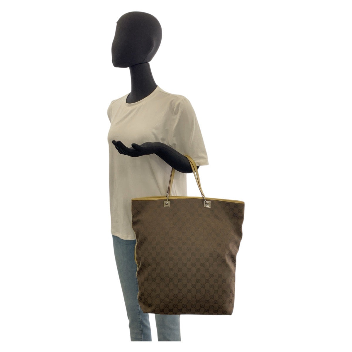 20539
GUCCI Sherry Line Brown Yellow GG Canvas 31242 Tote Bag Ladies ABP35
