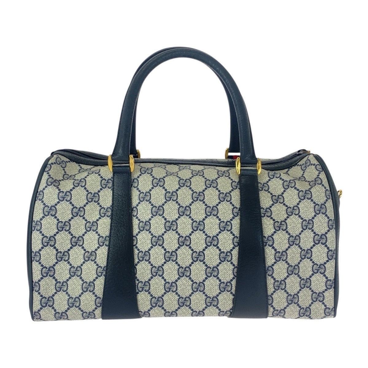 20540
GUCCI Vintage Sherry Line Gray Navy Gold Hardware GG Supreme Canvas / Leather 111 02 072 Handbag Boston Bag Shoulder Bag 2WAY Women's ABP48