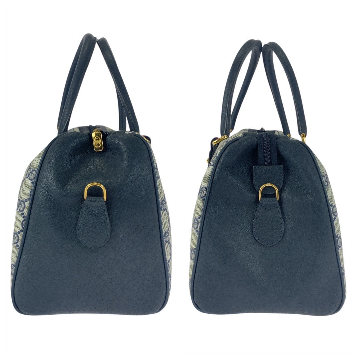 20540
GUCCI Vintage Sherry Line Gray Navy Gold Hardware GG Supreme Canvas / Leather 111 02 072 Handbag Boston Bag Shoulder Bag 2WAY Women's ABP48